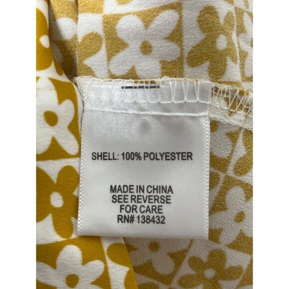 Modcloth Button Front Short Sleeve Flowers Shirt Mustard Yellow Retro Shirt 4X - Picture 5 of 7